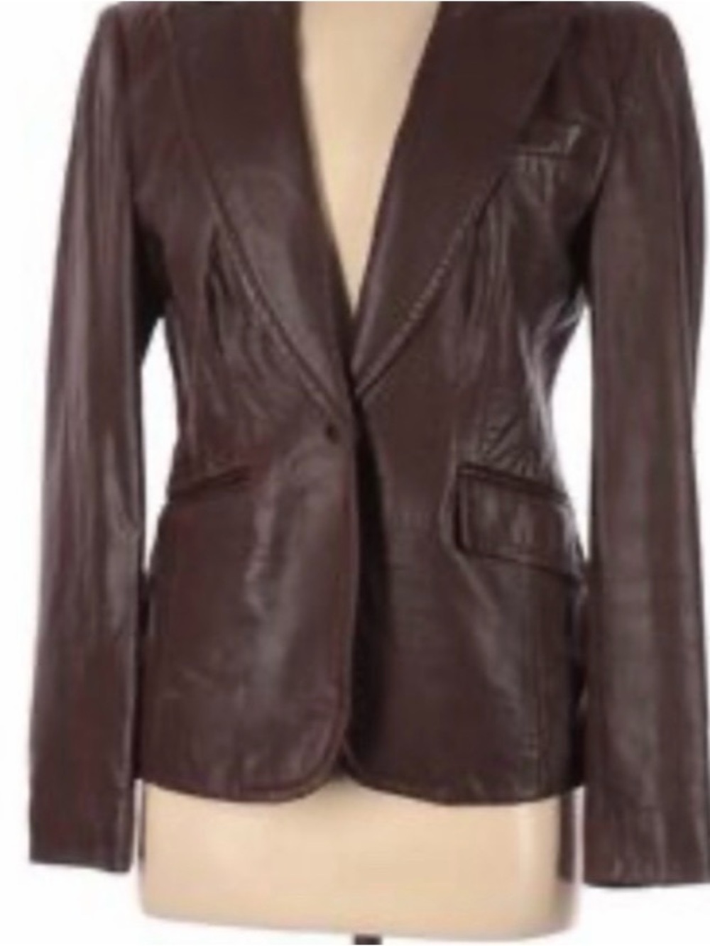J. Crew Vintage Chocolate Brown Leather Blazer size 6